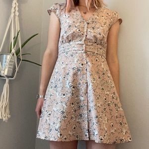 Dusty Pink Daisy Print Dress by Topshop